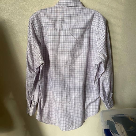 David Donahue Trim Fit Plaid Stripe Dress Shirt - Picture 3 of 8